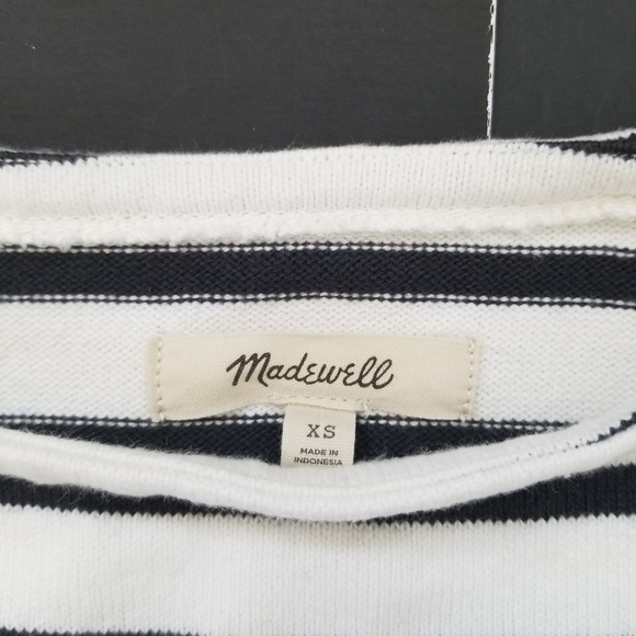 MADEWELL Striped Heavyweight Cotton Raw Edge 3/4 Sleeve Top - XS - Picture 7 of 8